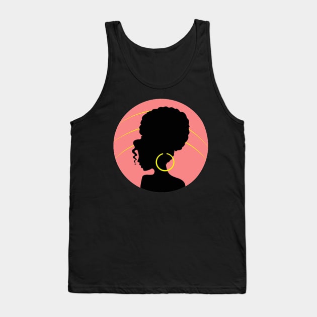 Big Curly Afro Natural Hair Black Woman Tank Top by rogergren